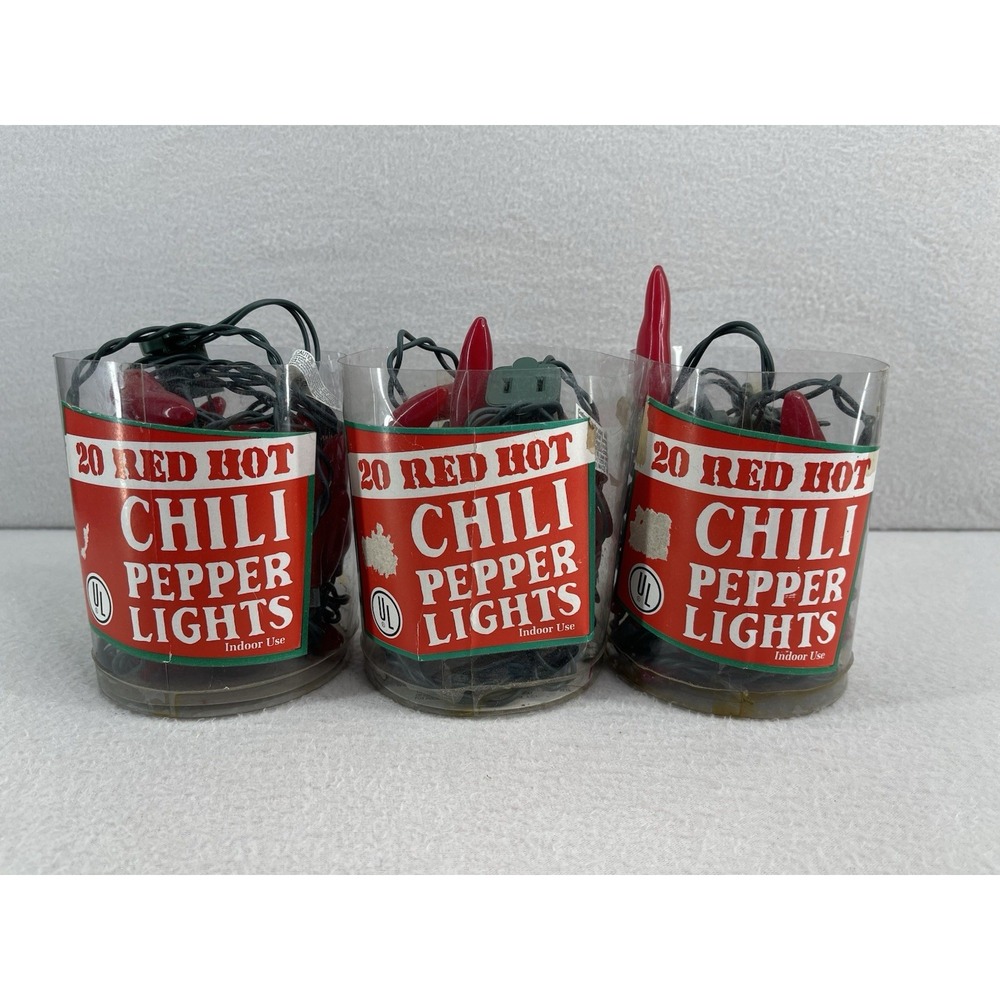 String of 20 Red Hot Chili Pepper Lights – Indoor – Party Décor – Tested – READ